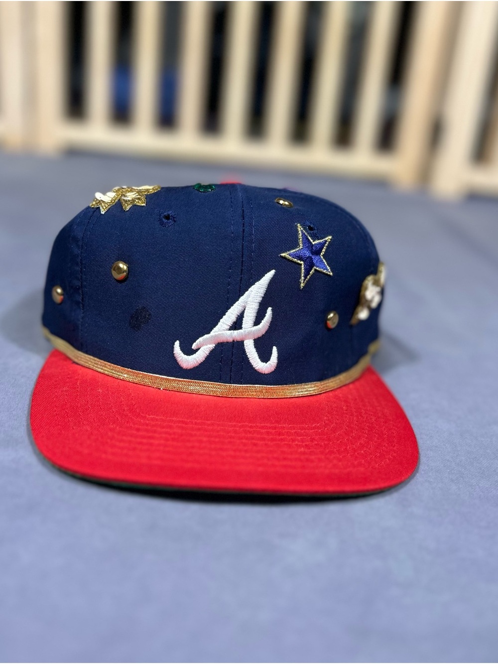 Navy and Red Atlanta Embroidered Baseball Cap with 'A' Logo